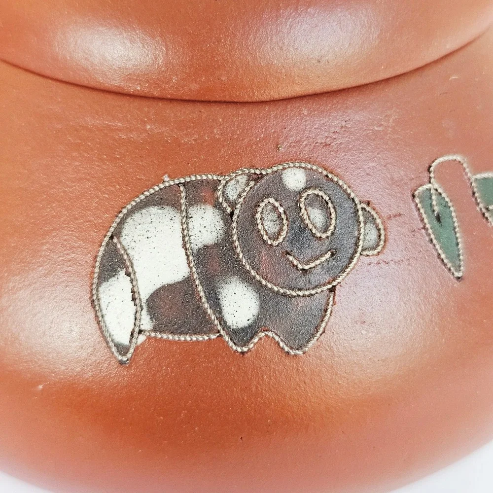 Vintage Yixing Zisha Clay Teapot Panda Bamboo Wire Inlay Chinese Tea Pot